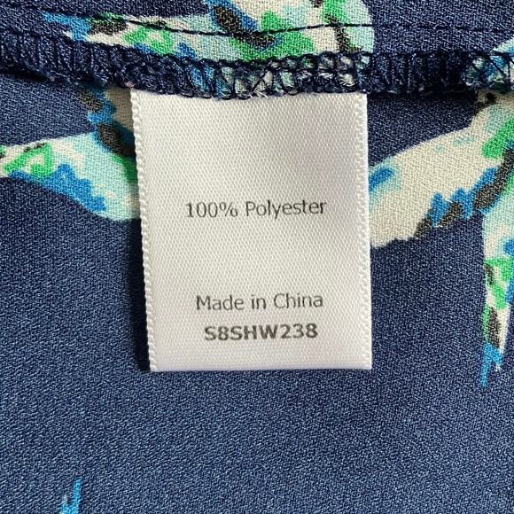 41Hawthorn Navy Blue Green Hummingbird Blouse Small - Picture 5 of 5